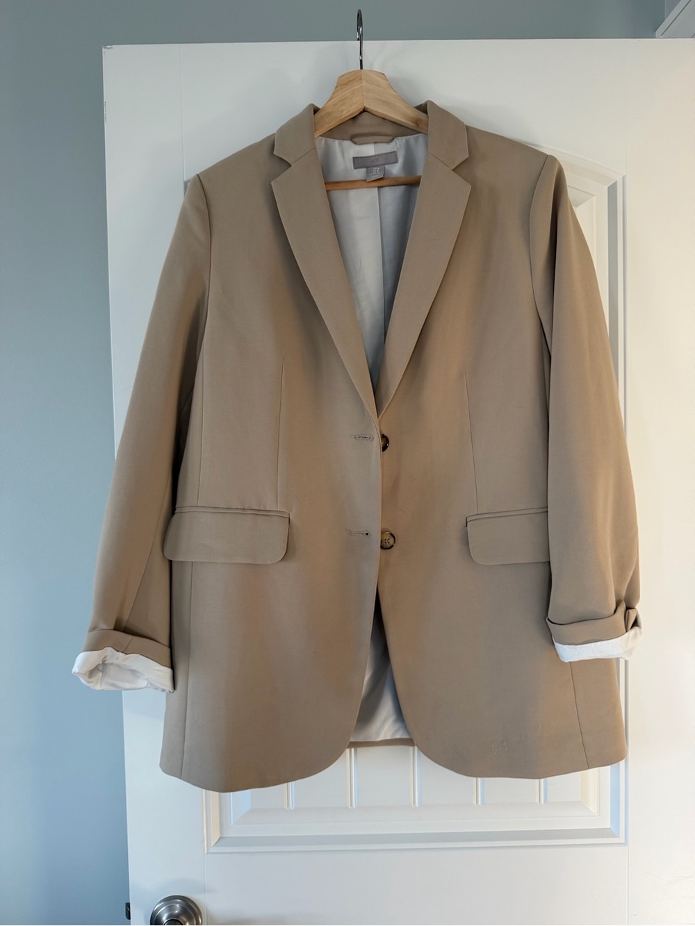 H&M Oversized Beige Single-Breasted Blazer